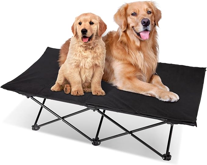 KingCamp Elevated Dog Bed for Large Dogs, Outdoor Raised Cooling Pet Cot Bed with Washable Breathable Mesh &amp; No-Slip Feet Perfect for Camping, Backyard, Indoor Use (L, Black)
