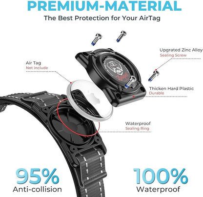 2025 Upgrade Airtag Dog Collar, Reflective Dog Collar with Airtag Holder, IP68 Waterproof| Metal Buckle| Ultra-Durable| Comfortable Padded, GPS Dog Collars for Medium Large Dogs (Black,L)