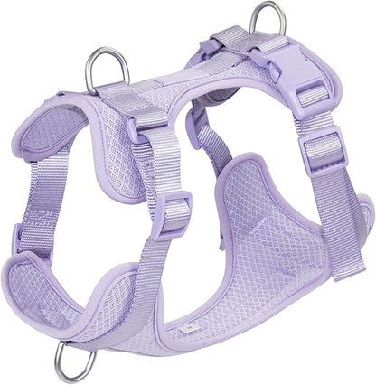Wisedog Mesh Breathable Dog Harness: No Pull Harness with 3 Fast-Release Buckles Adjustable for Walking &amp; Training for Small Medium Large Dogs (Lilac, L: Neck=20"-25"/Chest=17"-33")