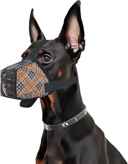 Dog Muzzle for Small Large Dogs - Soft Nylon Basket Muzzle with Adjustable Strap, Breathable Mesh Design Prevents Biting Chewing Licking Eating - Ideal for Training, Grooming &amp; Vet Visits (Yellow, S)