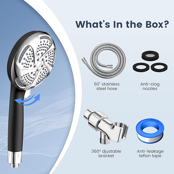 FEELSO Filtered Shower Head with Handheld, High Pressure 7-Spray Showerhead with Filters for Hard Water - Remove Chlorine, Reduce Dry Itchy Skin, Anti-clog Nozzles, Power Wash to Clean Tub, Tile &amp; Pet