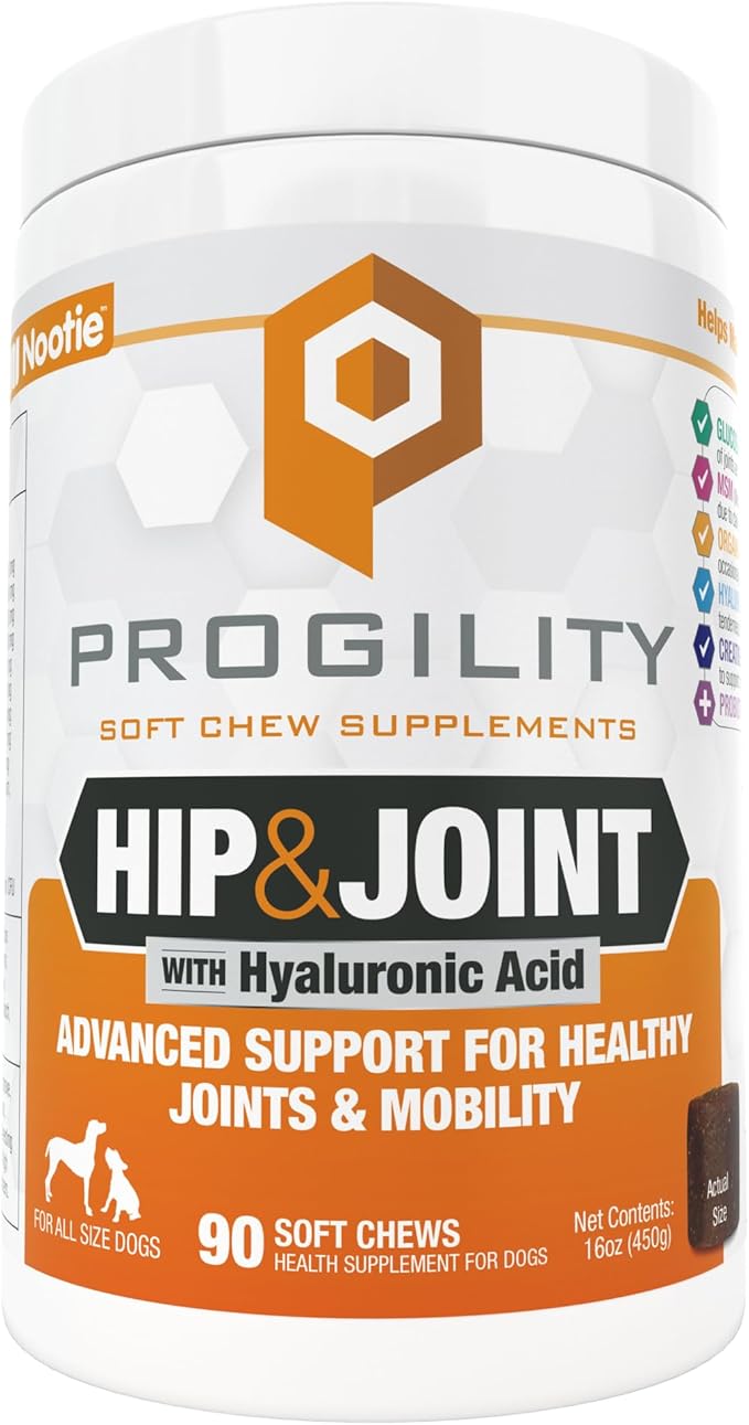 Nootie Progility Hip &amp; Joint Supplement for Dogs, Dog Joint Support with Glucosamine and Chondroitin, 90 Count