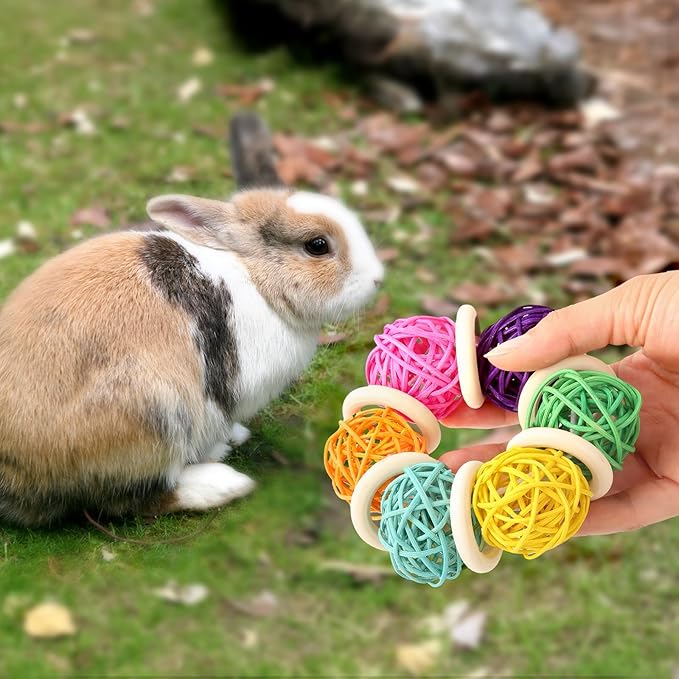 2 Pcs Natural Grass Chew Balls for Rabbits, Chinchillas, Hamsters &amp; Mice - Safe Dental Health Toys for Teeth Grinding, Chewing &amp; Dental Care, Small Animal Enrichment Chew Toys