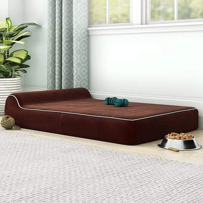 KOPEKS Orthopedic Memory Foam Dog Bed 7" Inch Thick Extra Large Dog Bed With Pillow Brown 50"x34"x10" Includes Waterproof Liner &amp; Durable Removable Cover With Smart Design