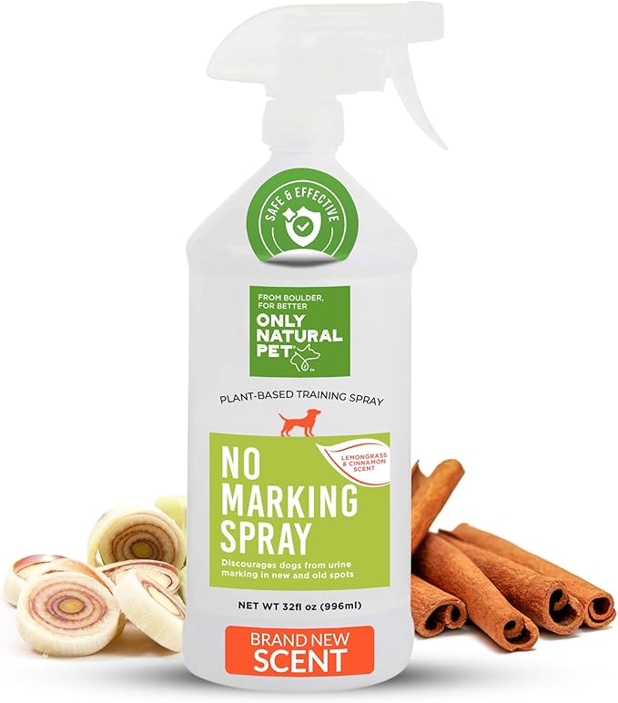 ONLY NATURAL PET No Marking Deterrent Spray for Dogs – Indoor Outdoor Urine Prevention - Stain &amp; Odor Eliminator - Potty Pet Training Aid to Deter Peeing or Marking Carpet or Furniture – 32 Fl Oz