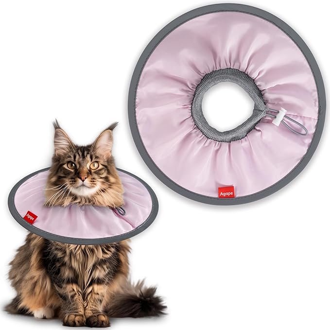 Agape Soft Cat Cone, Comfy Collar to Stop Licking &amp; Scratching, Lightweight Recovery Collar for Cats After Surgery, Adjustable Elizabethan Collar for Neuter Recovery, Waterproof Neck Cones for Cats