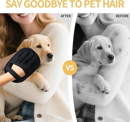 Pet Hair Removal Glove, Cats Dogs Grooming Gloves Pet Hair Removal Tool, 2025 Upgrade Reusable Pet Hair Remover Glove（1 Pet Grooming Glove &amp; 1 Cleaning Glove）
