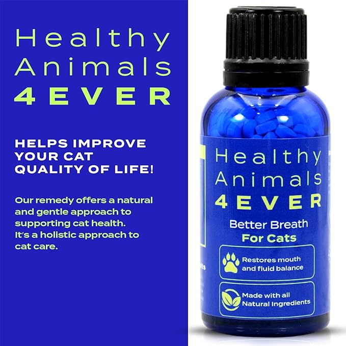 HA4E - Cat Bad Breath Remedy - Promotes Clean Teeth, Plaque &amp; Tartar Control - No Brushing Needed - All-Natural, Non-GMO, Organic, Preservative &amp; Chemical Free - 300 Dissolvable Tablets