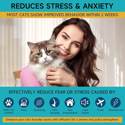 Cat Calming Diffuser Refills - Cat Pheromones Calming Diffuser for Cats Relieve Anxiety &amp; Stress, 2-Month Supply Cat Pheromone Diffuser Refills (Fits All Common Diffuser