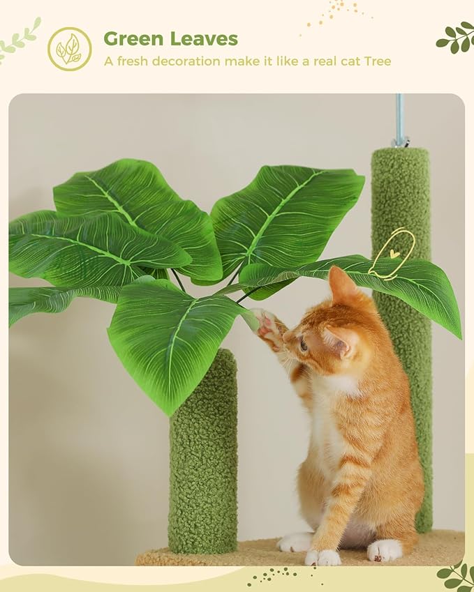 PEQULTI Tall Cat Tree, Floor to Ceiling Cat Tree Tower Adjustable [90.5&