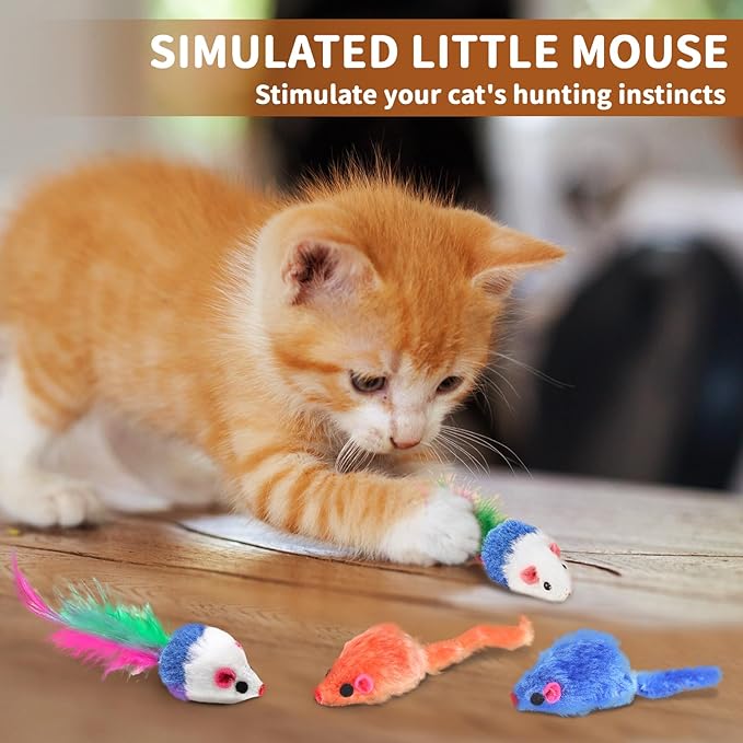 iCAGY 25-Piece Cat Toys Kit with Rainbow Tunnel - Interactive Cat Toy Bundle for Indoor Cats, Kitten Playtime Variety Set Includes Feather Teaser, Springs, Balls, Mice &amp; Noise Toys