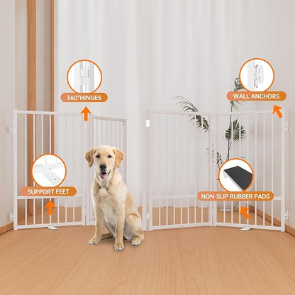 Full Metal Freestanding Dog Gate with Door, 32&