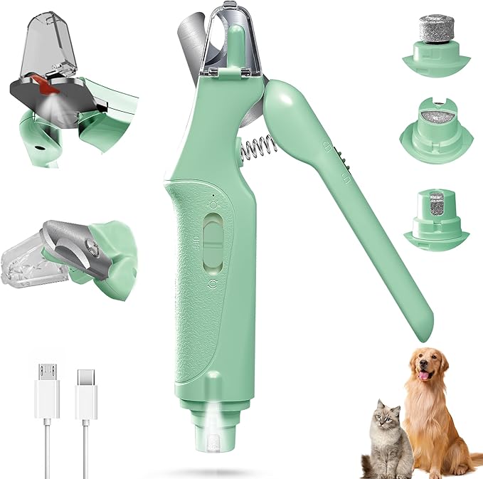 2 in 1 Dog Nail Clippers and Grinder with Lights &amp; Cat Nail Clipper for Large Medium Small Dogs Cats Nail Trimmers USB Rechargeable with 2 LED Lights Dog Claw Care for Non-Black Nails