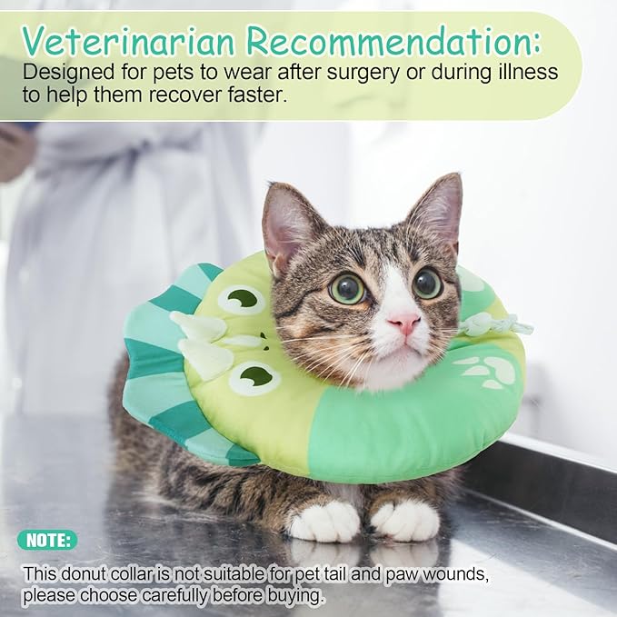 BEAUTYZOO Cat Cone Collar - Adjustable, Soft, Protective Donut Collar for Cats &amp; Kittens, Alternative to Plastic Cones, Stops Licking After Surgery