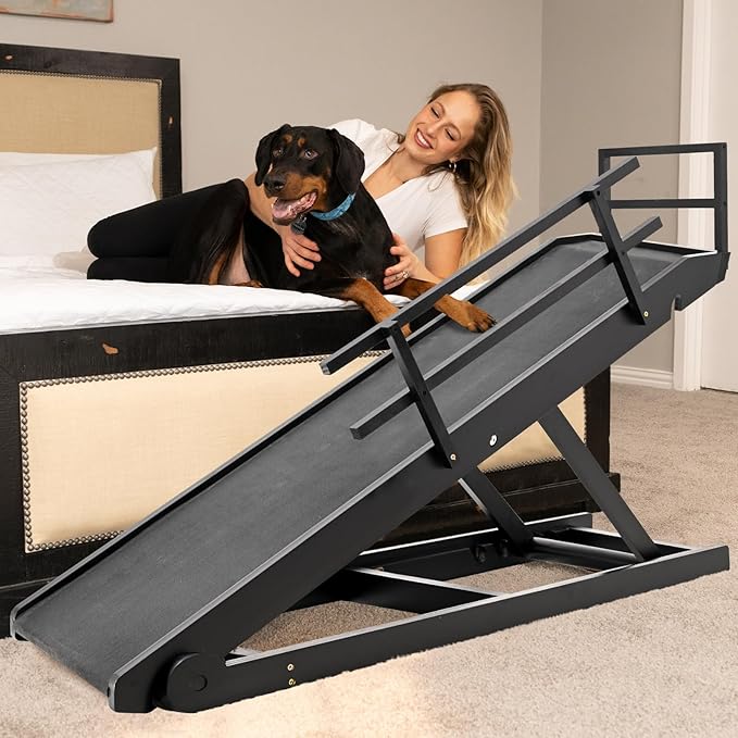 Aboron Antislip Folding Dog Ramp, Adjustable Pet Ramp for Bed/Couch/Car, Rubber Mat with High Traction, Great for Small &amp; Large Old Dogs &amp; Cats, Supports up to 200 lbs,63" Long
