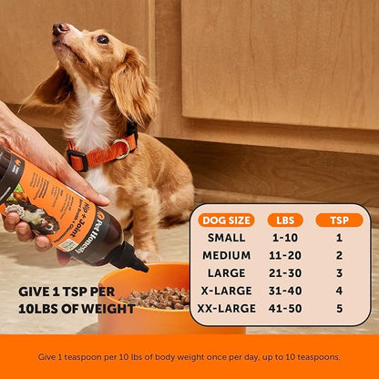 Dog Joint Supplement with Salmon Oil for Dogs - Ease Stiffness, Reduce Discomfort &amp; Support Joint Mobility Liquid Supplement, Dog Food Topper Bone Broth with Glucosamine for Dogs (12 oz)
