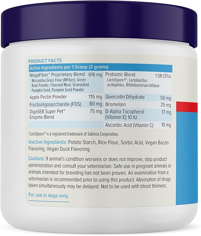 Glandex Dog Fiber Supplement Powder for Anal Glands with Pumpkin, Digestive Enzymes &amp; Probiotics - (Regular or Advanced Strength) - Boot The Scoot (4.25 oz, Advanced Strength Duck &amp; Bacon)