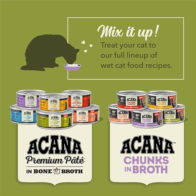 ACANA Chunks in Broth Wet Cat Food Chicken &amp; Salmon Recipe for Kittens 3oz Cans (12 Count)