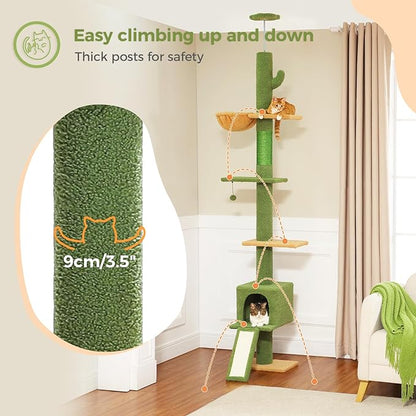 PEQULTI Floor to Ceiling Cat Tree, Tall Cat Tower, Adjustable Height (83&