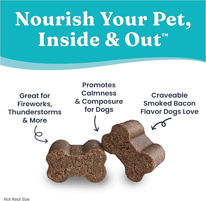 Solid Gold Calming Chews for Dogs - Dog Calming Chews W/Melatonin for Separation, Stress &amp; Hyperactivity Relief - Supports Relaxation for Travel, Fireworks &amp; Storms - All Ages &amp; Sizes - Bacon - 60ct