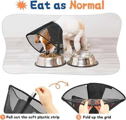 Dog Cone Collar to Stop Licking: Breathable Mesh Elizabeth Recovery Collar Alternative with Soft Padded After Surgery Neuter Spay Wound, for Large Medium, Small Dogs, Normal Eating and Drinking