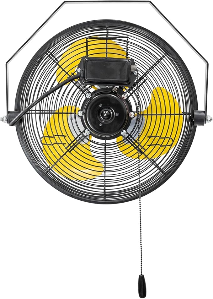 HiCFM 2500 CFM 12 Inch Industrial Wall Mount Fan, 3-Speeds High Velocity Wall fan with IP44 Enclosure Motor for Barn, Garage, Warehouse, Greenhouse and Commercial Use