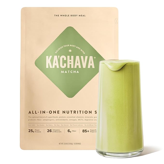 Ka’Chava Whole Body Meal Shake Matcha 2 lb – Vegan Protein Powder with 85+ Superfoods &amp; Greens – Plant-Based Meal Replacement with Probiotics &amp; Digestive Enzymes – Gluten &amp; Dairy Free (15 Servings)