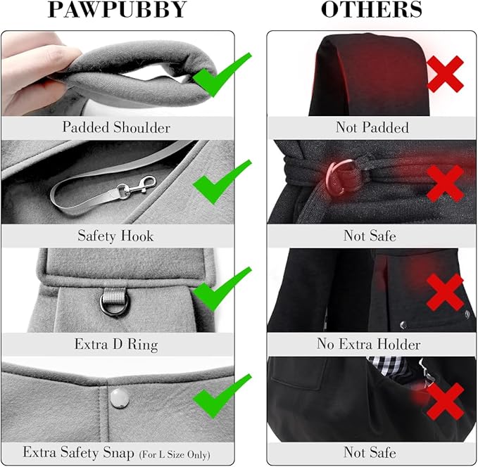 Dog &amp; Cat Carrier Sling, Adjustable Soft Padded Shoulder Puppy Carrier, Hands-Free Dog Carrier Bag with Double Safety Buckles Premium Material for Outdoor Travel (Light Gray, M)