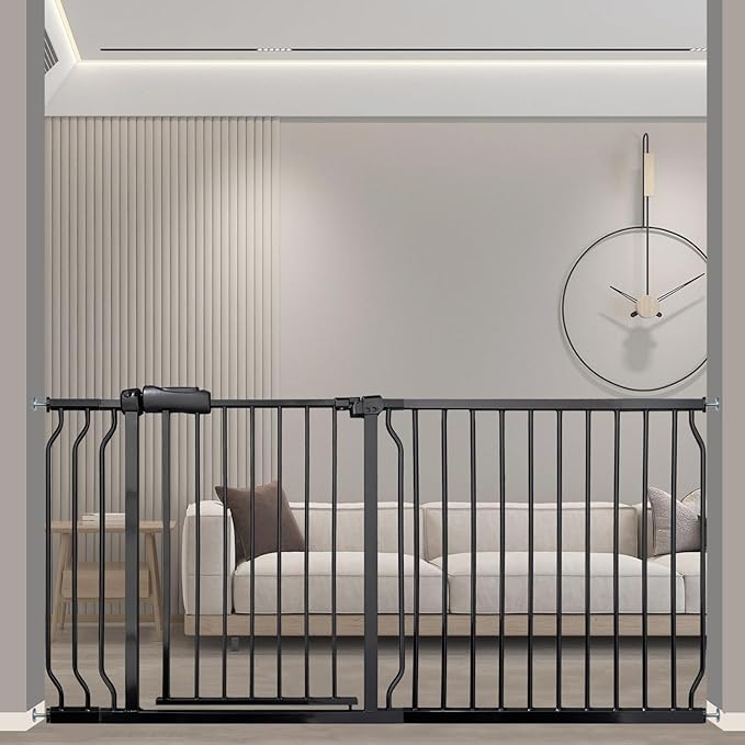 Extra Wide 62-67 Inch Baby Gates for Stairs, Doorways - No Drilling, Pressure Mounted Pet Gates for Kids &amp; Dogs