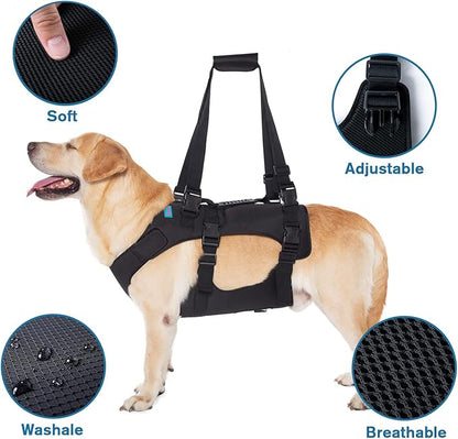 Dog Lift Harness, Rehabilitation Lifts Vest for Dogs, Support &amp; Recovery Sling, Adjustable Breathable Lifting Straps for Old, Joint Injuries, Arthritis, Paralysis Dogs Walk (XL, Black)