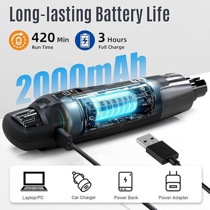 Casfuy New 6-Speed Dog Nail Grinder - 50% More Power Dog Nail Trimmers with 2 LED Lights Quiet 7h Running Time Electric Pet Nail Grinder File Toenail Grinder for Large Medium Small Dogs &amp; Cats (Black)