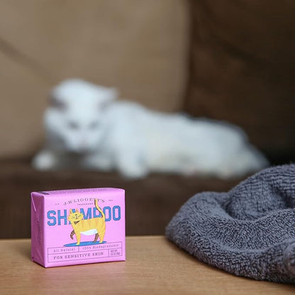 JR Liggett’s Natural Cat Shampoo Bar for Sensitive Skin - 100% Detergent Free, Non-GMO &amp; Biodegradable - Tear-Free, Hypoallergenic Formula Soothes Dry Itchy Skin - Safe for Puppies - 3.5 oz Bar