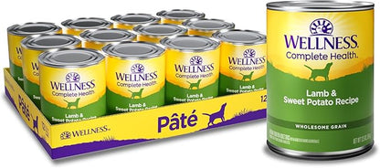 Wellness Complete Health Natural Wet Canned Dog Food, Lamb &amp; Sweet Potato, 12.5-Ounce Can (Pack of 12)