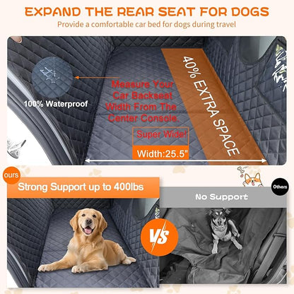 Paw Jamboree Dog Car Seat Cover for Back Seat Extender Pet Cover for Dogs Hammock for Hard Bottom Car Backseat Cover for Dogs in Car