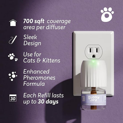 Cat Calming Diffuser Refills – Long-Lasting 30-Day Formula with Pheromones for Stress Relief, Relaxation, and Anxiety Reduction in Cats Easy to Use – (3 Refills)