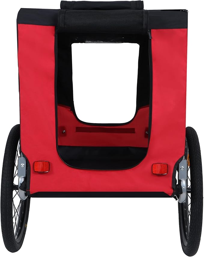 Blue-Grey Large Folding Bike Trailer for Dogs – Heavy-Duty Steel Frame, 66LB Capacity Pet Carrier for All-Terrain Cycling, Jogging &amp; Camping Adventures!