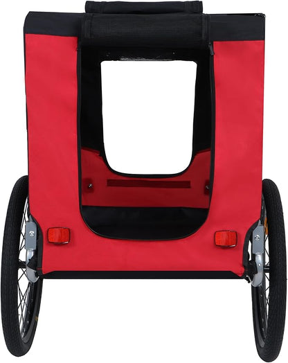 Blue-Grey Large Folding Bike Trailer for Dogs – Heavy-Duty Steel Frame, 66LB Capacity Pet Carrier for All-Terrain Cycling, Jogging &amp; Camping Adventures!