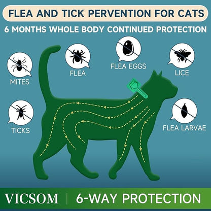 Flea Treatment for Cat Flea and Tick Prevention for Cats Kitten, 6-Month Supply, Cat Flea Treatment &amp; Control, Repellent, Fast Acting Topical Drops for Cats, Over 1.5 lbs, 24-Hour Protect