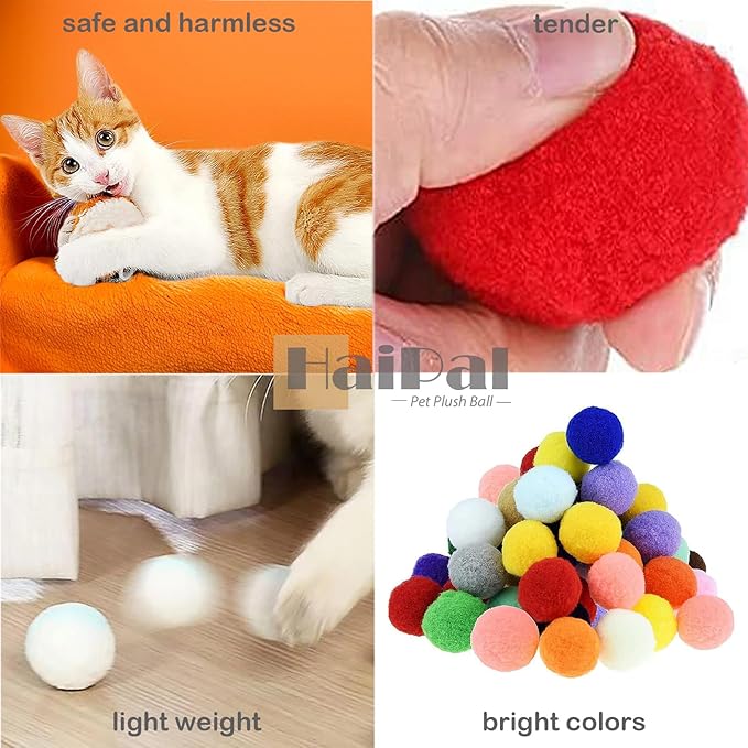 Cat Toy Balls, 20Pcs Premium Soft Pom Pom Balls for Kittens, 1,9&