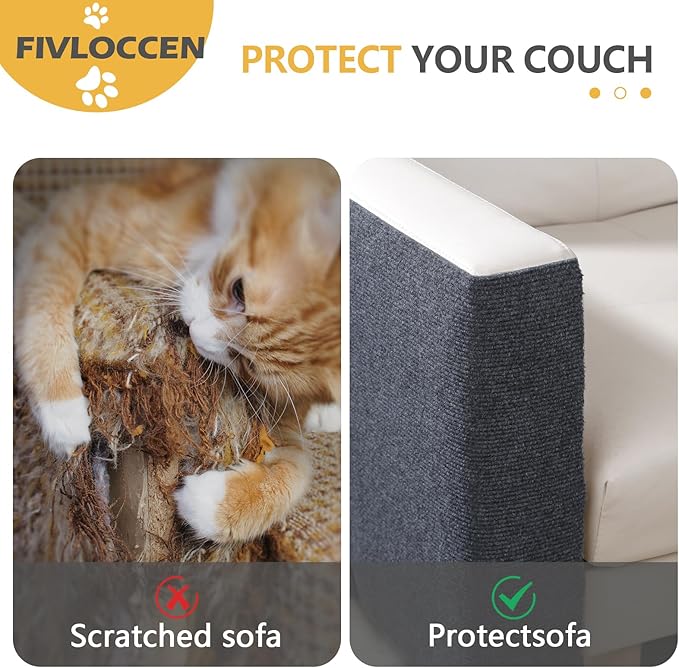 78.7"x15.8"Self-Adhesive Climbing Cat Scratch Protector Pads - Trimmable Furniture Guard for Sofa, Walls &amp; Floors, DIY Cat Tree/Tower/Bed, Replaceable Scratch-Resistant Mats (Dark Gray)