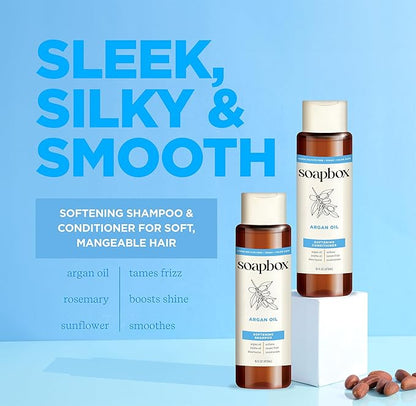 Soapbox Argan Shampoo &amp; Conditioner Set, Volumizing, Vegan, Color Safe, Harsh Sulfate &amp; Silicone Free, 1 Liter Each (Pack of 2)