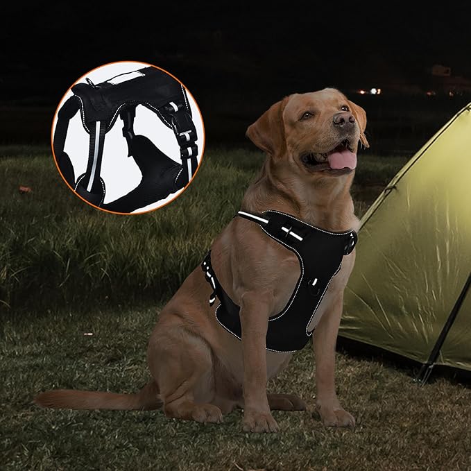 Amazon Basics No Pull Dog Harness, Adjustable Front Clip, Tactical Vest, Small, Black