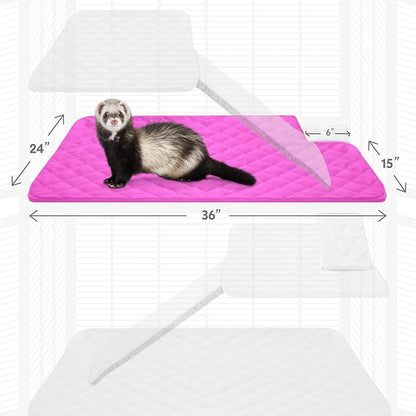 Paw Inspired Fitted Fleece Liner for Ferret Nation, Critter Nation Cage for Ferrets, Rats, Chinchillas, Hedgehogs &amp; Other Small Animals (Pink, Top Pan Liner)