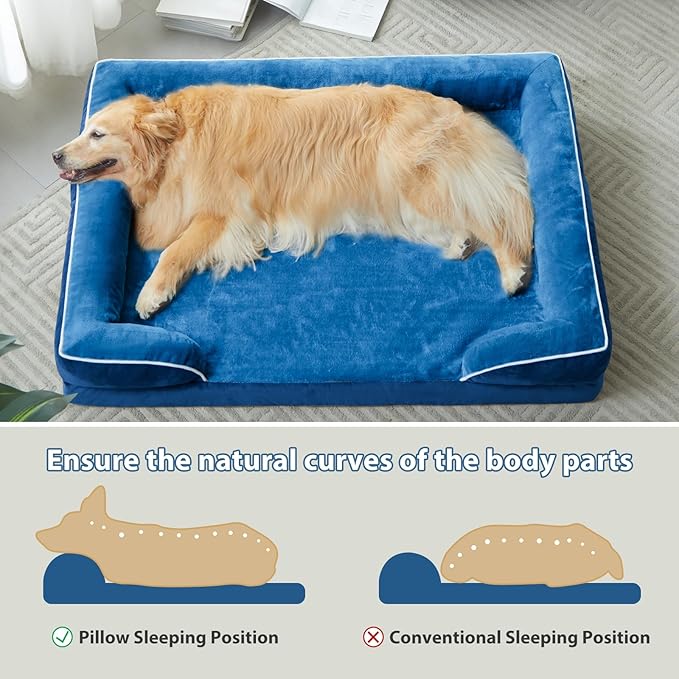 WNPETHOME Dog Beds for Large Sized Dogs, Washable Orthopedic Dog Couch Sofa Bed with Waterproof Lining &amp; Non-Skid Bottom for Pet Sleeping