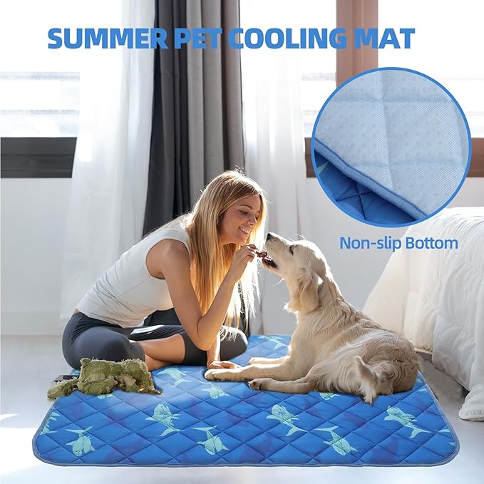 Homimp Dog Cooling Mat,19.5" x 27.5" Thicken Self-Cooling Mat for Dog&amp;Cat,Internal Waterproof&amp; Endothermic,Washable Pet Ice Cool Pad Blanket,Pet Sleeping Pad for Indoor Outdoor in Summer, Non-Toxic