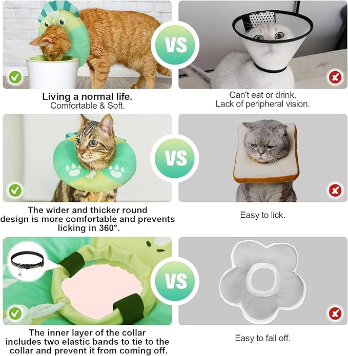 BEAUTYZOO Cat Cone Collar - Adjustable, Soft, Protective Donut Collar for Cats &amp; Kittens, Alternative to Plastic Cones, Stops Licking After Surgery
