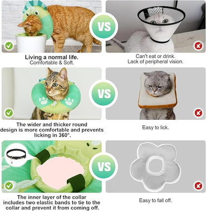BEAUTYZOO Cat Cone Collar - Adjustable, Soft, Protective Donut Collar for Cats &amp; Kittens, Alternative to Plastic Cones, Stops Licking After Surgery