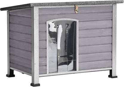 Aivituvin Dog House Outdoor Indoor Weatherproof Dog House for Small &amp; Medium &amp; Large Dogs with Unique All-Around Iron Frame＆Raised Feet（Grey）