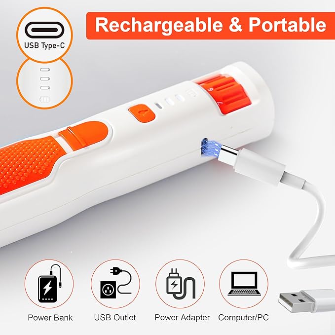 Dog Nail Grinder 7-Speed &amp; 360° LED Light, Professional Pet Nail Grinder for Dogs and Cats, Electric Dog Nail Trimmer Painless Paws Grooming &amp; Smoothing Tool for Large Medium Small Dogs Cats Pets
