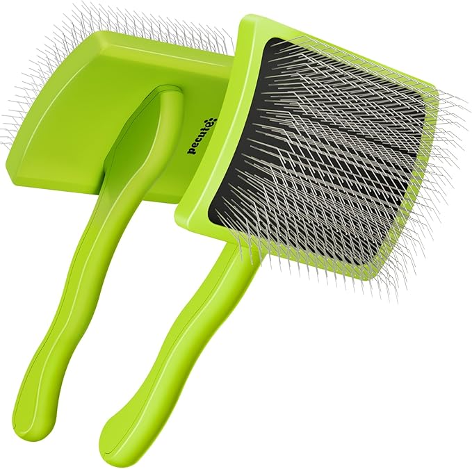 Pecute Slicker Brush for Dogs &amp; Pet Comb, Professional Grooming Dog Brush for Goldendoodles, Poodles, Labradoodles, with Extra Long Soft Pins to Effectively Remove Tangles, Knots and Mats, 2PCS